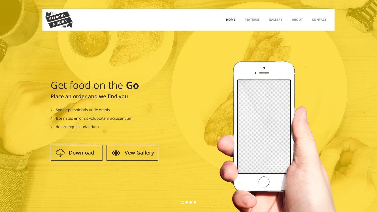 Mobile app interface for food ordering service.